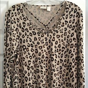 Chico’s Leopard Print Long Sleeve Blouse